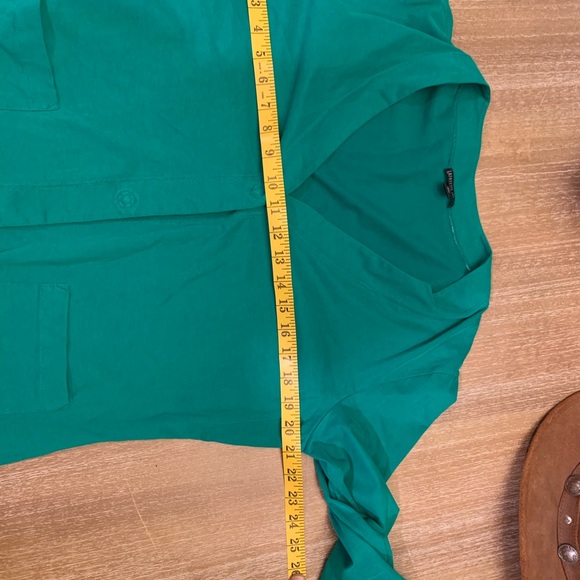 Lafayette 148 New York green/ teal  Button-Up Top - Picture 7 of 7